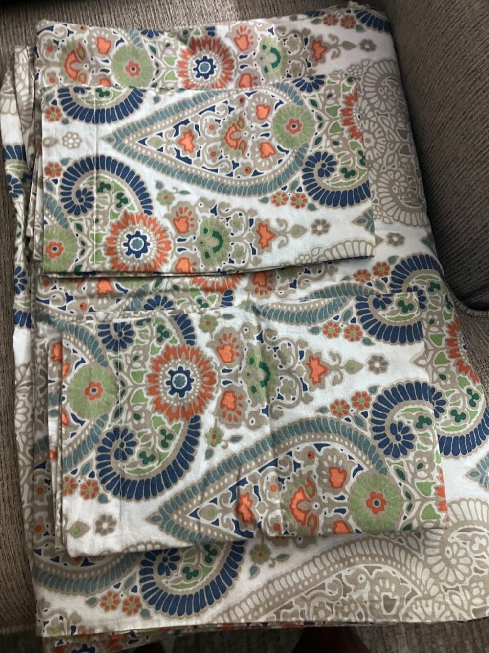 Pottery Barn Queen Duvet Cover Retired "Gisela" Pattern Paisley Medellion